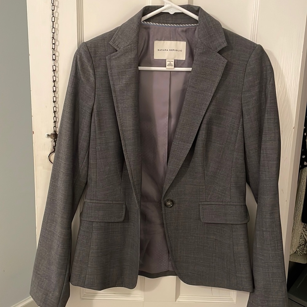 Gray suit jacket- size 0 stretch